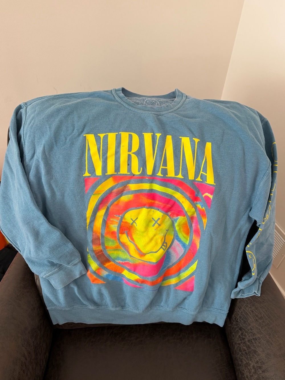 Urban Outfitters NIRVANA Blue Crewneck Sweatshirt
